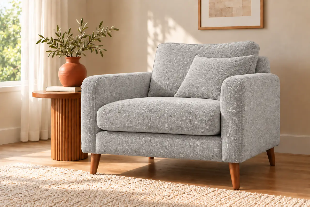 The same armchair after recolouring, in grey